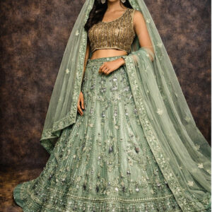 RIVAZ mint green unstitched lehenga 56081 full front view