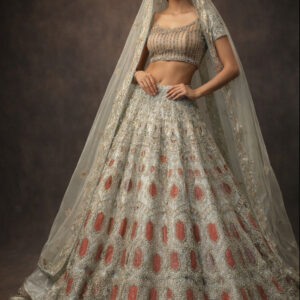 RIVAZ silver grey unstitched lehenga 56082 full front view