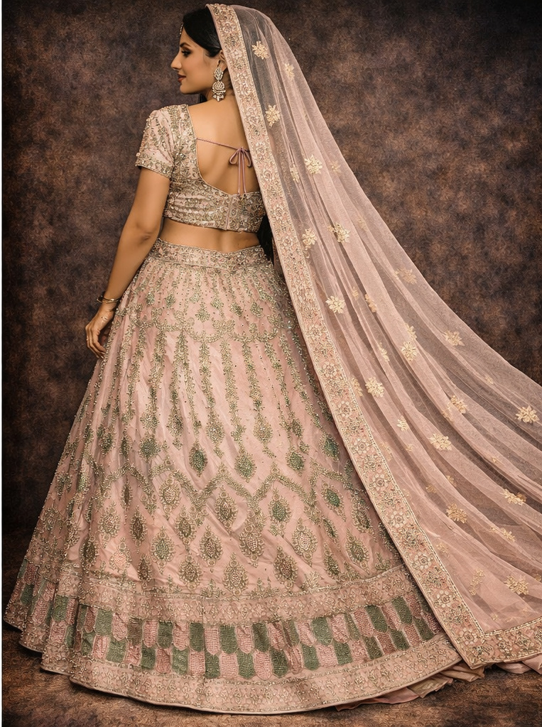 RIVAZ blush pink unstitched lehenga 56083 design detail view