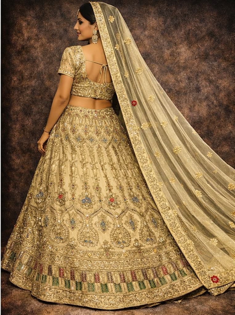 RIVAZ gold unstitched lehenga 56700 design detail view