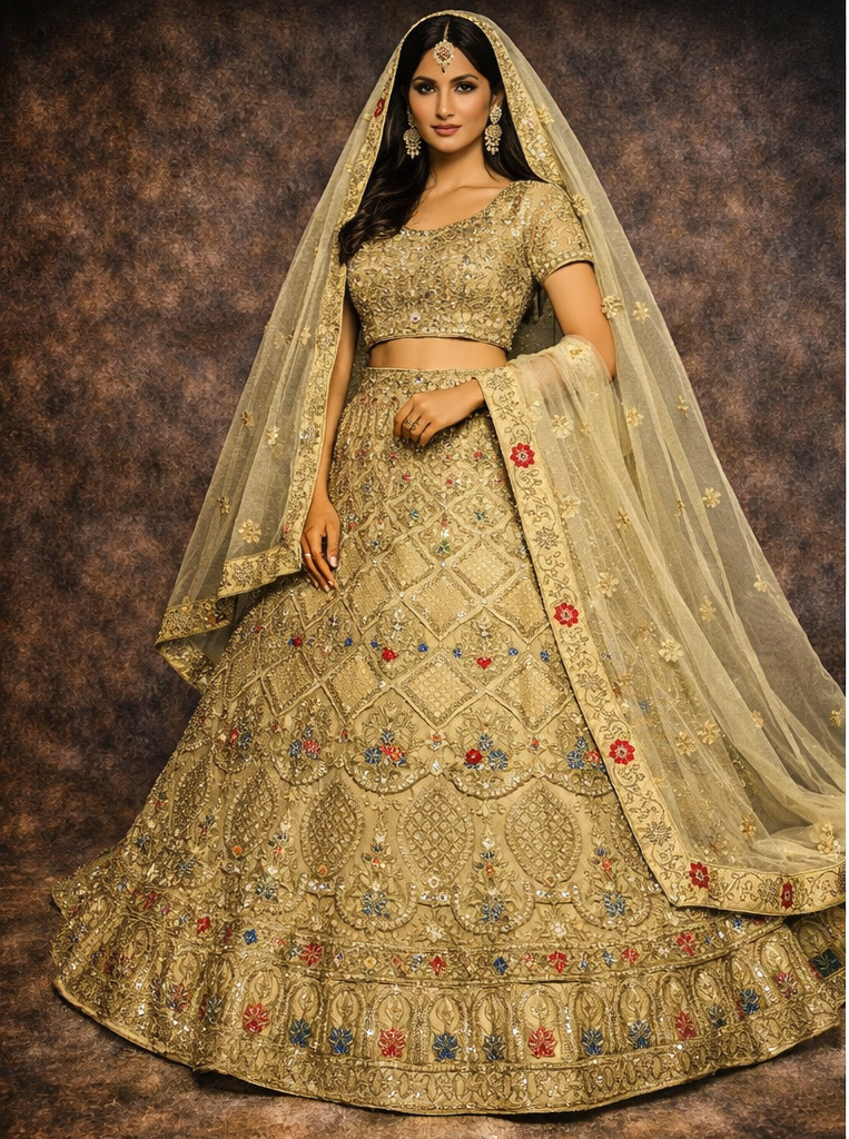 RIVAZ gold unstitched lehenga 56700 full front view