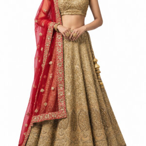 gold unstitched lehenga 5684 – full front view