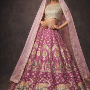 RIVAZ magenta unstitched lehenga 60120-1 full front view