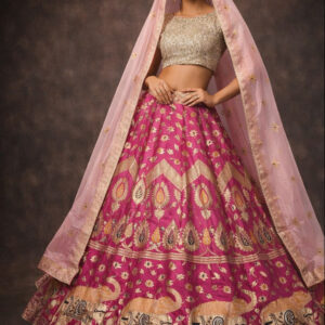 RIVAZ magenta unstitched lehenga 60120-111 full front view
