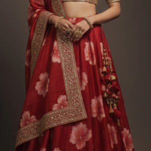 RIVAZ maroon unstitched lehenga 60121-1 full front view