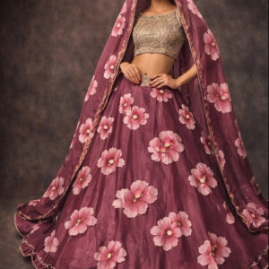 RIVAZ plum unstitched lehenga 60121-33 full front view