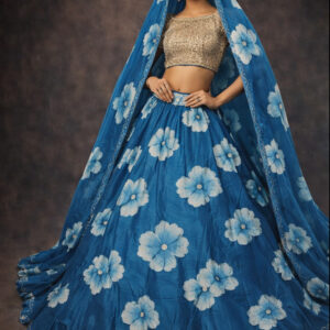 RIVAZ blue unstitched lehenga 60121-5 full front view