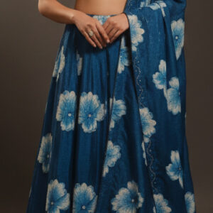 RIVAZ blue unstitched lehenga 60121-55 full front view