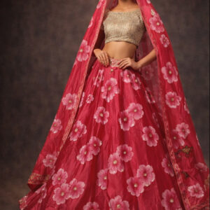 RIVAZ red unstitched lehenga 60121 full front view