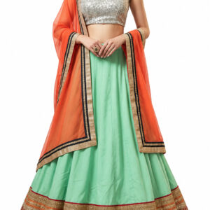 mint green unstitched lehenga 7852-1 – full front view