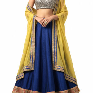royal blue unstitched lehenga 7852 – full front view