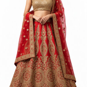 gold unstitched lehenga 8191 – full front view